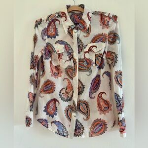 Tory Burch paisley print button down shirt.